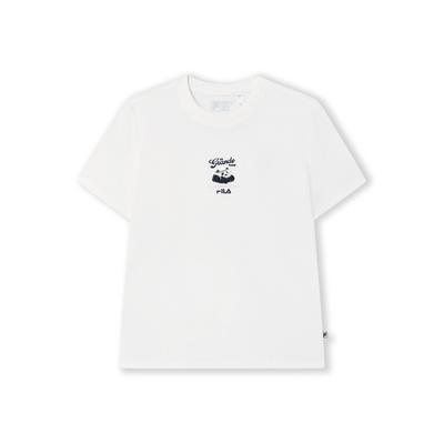 Heritage Panda Embroidery Classic Versatile Short Sleeve T-Shirt Women Tops F11W538113F-WT