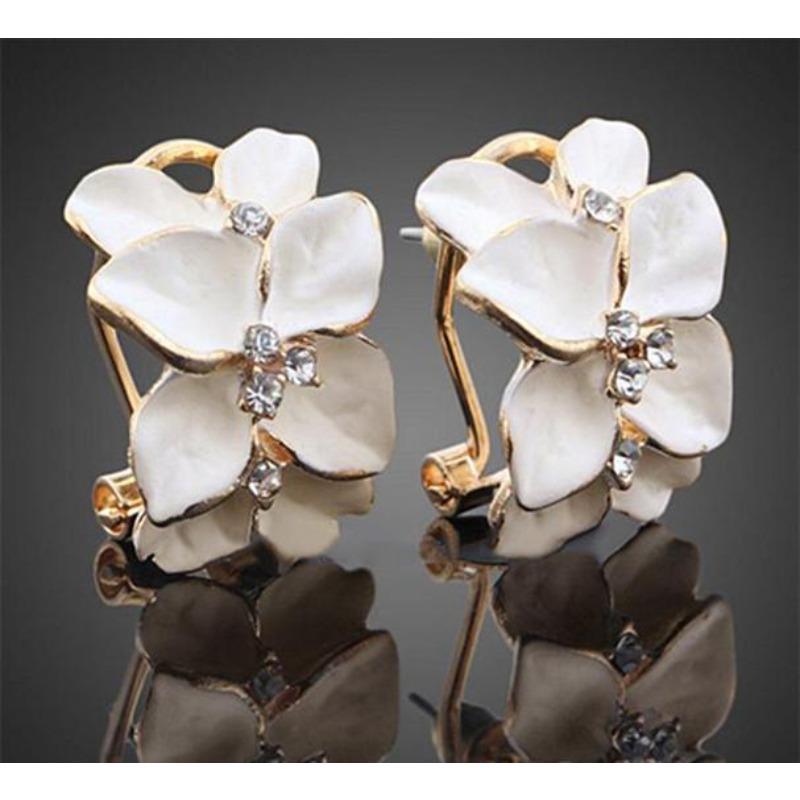 Модные стильные элегантные серьги-гвоздики с кристаллами гардении и пряжкой для ушей для женщин