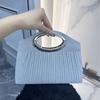 New Fashion Elegant Pleated Design Shiny Clutch Bag for Women Chain Dinner Bag Bride Bridesmaid Lady Party Prom Ruched Handbags