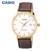 Casio Fashion Simple Business Casual Quartz Movement Leather Strap Japanese and Korean Watch Men's Watch White Dial MTH-1060GL-7APF
