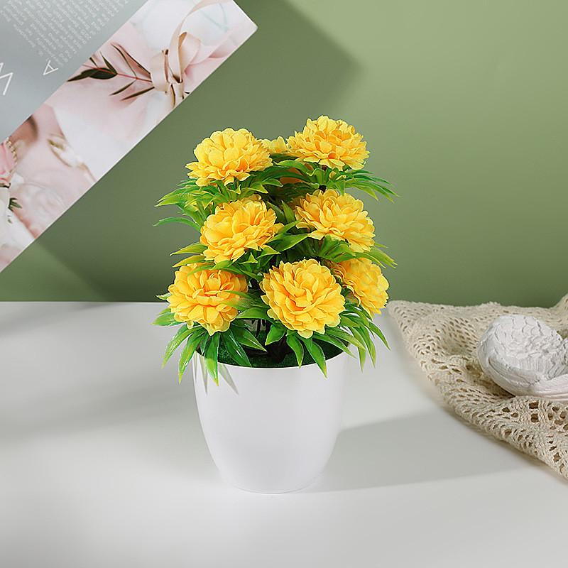 Flower Pot Plastic With Twelve Ball Chrysanthemum For Indoor Decoration