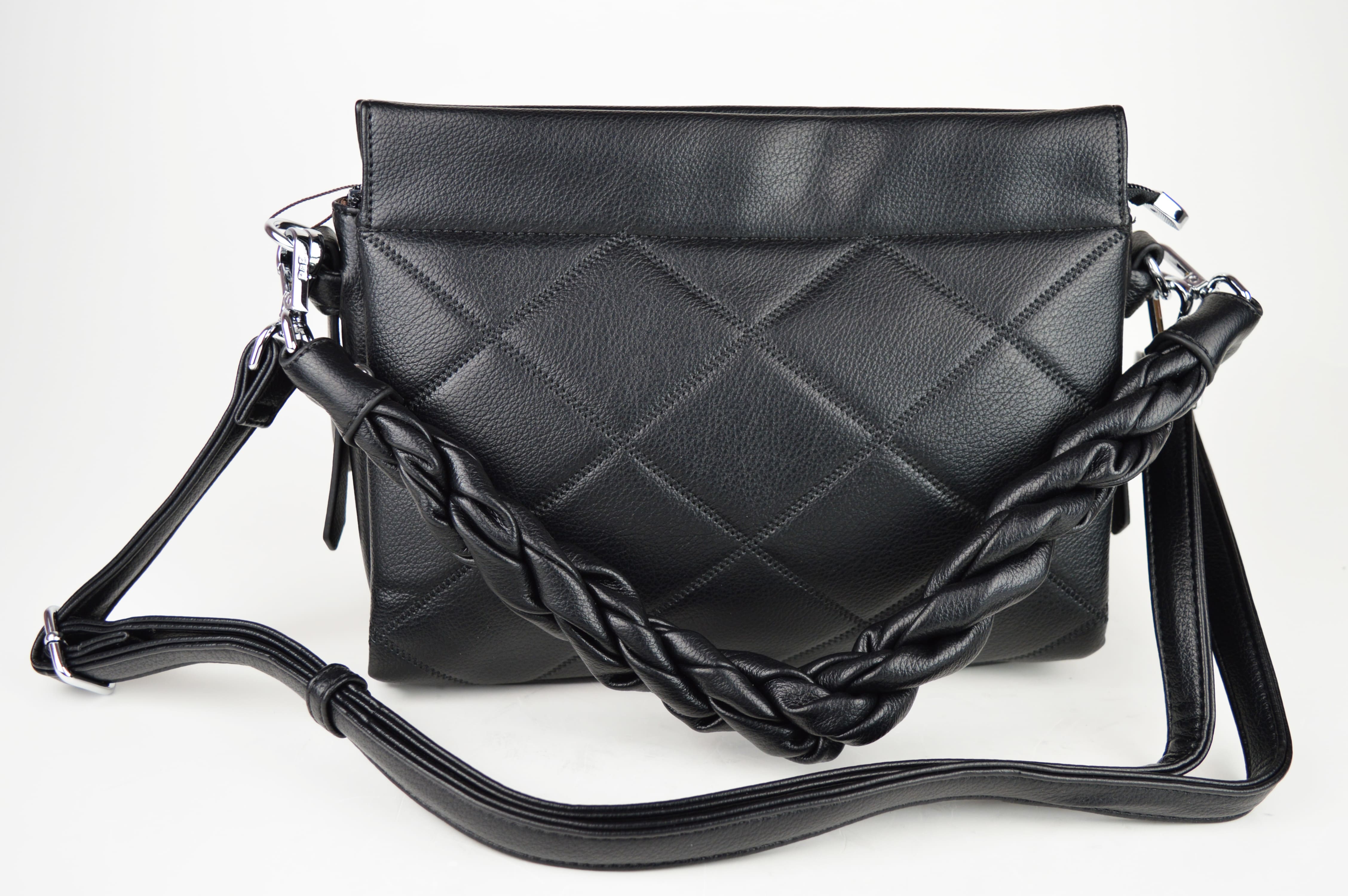 

Сумка із плетеною ручкою Polina&Eiterou 9329 Чорна чорний