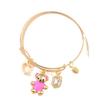 Pink Bear Bracelet with Diamond Tassel Colored Soft Pottery Opening Adjustment Women's Bracelet