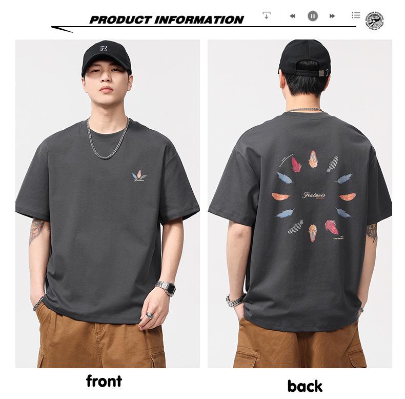 Men's American Retro Short-Sleeve Printed Casual T-Shirt - Summer Style, Comfortable Heavyweight Tee