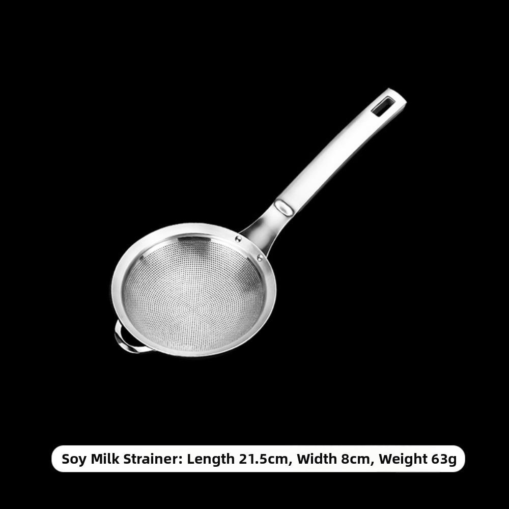 Stainless Steel Round Sieve Ladle Integrated Handle Food Filter Spoon Kitchen Sieve Spoon 8cm