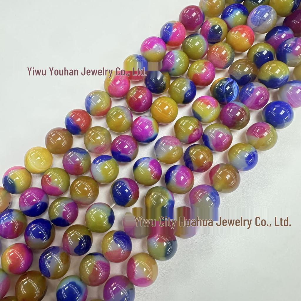14mm Natural Planet Earth Agate Round Beads for DIY Jewelry