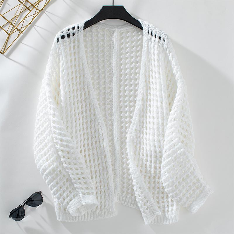 Fuzzy Knit Hollow Out Autumn Sweater: European & American Style, Loose Fit, Long Sleeve Women's Outerwear