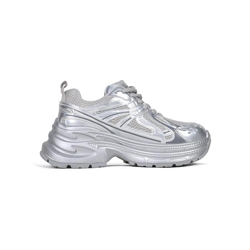 2025 high-end platform Internet celebrity silver dad shoes autumn and winter women's new mesh breathable versatile increase sports tide brand