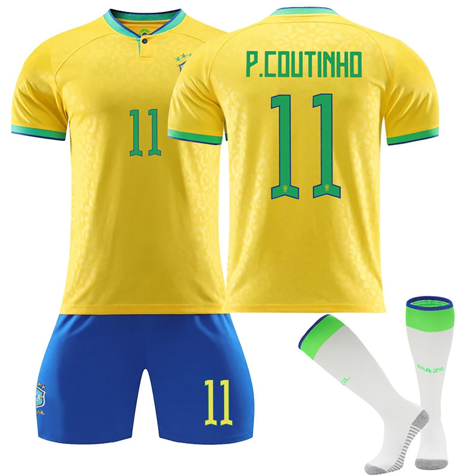 Brasile Maglie Casa Tuta da Allenamento Calcio Bambino Set S
