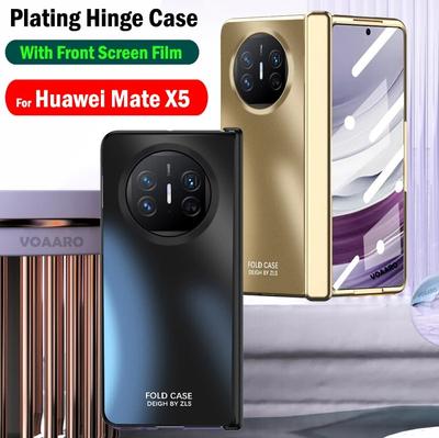 With Front Screen Glass Film Luxury Plating Case for Huawei Mate X5 Case for Huawei Mate X5 Hinge Case Hinge Shockproof Protection Cover