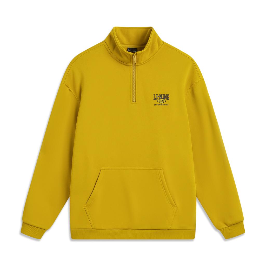 Li Ning Sports Lifestyle Series Volný střih Stojáček Minimalistický Vzor s logem značky Mikina s dlouhým rukávem Unisex mikina AWDVE25-8