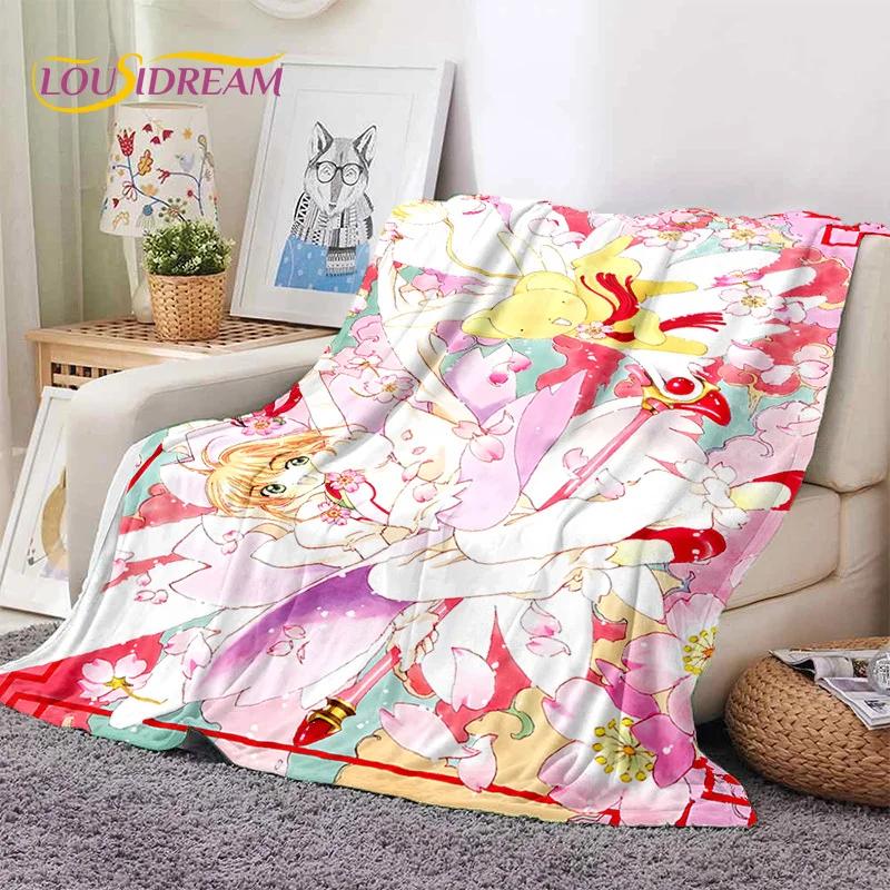 Cartoon Cute Sakura Card Captor Girl Soft Blankets,Keep Warm Throw Blanket Comfortable Blanket for Picnic Beds Sofa Home Bedroom