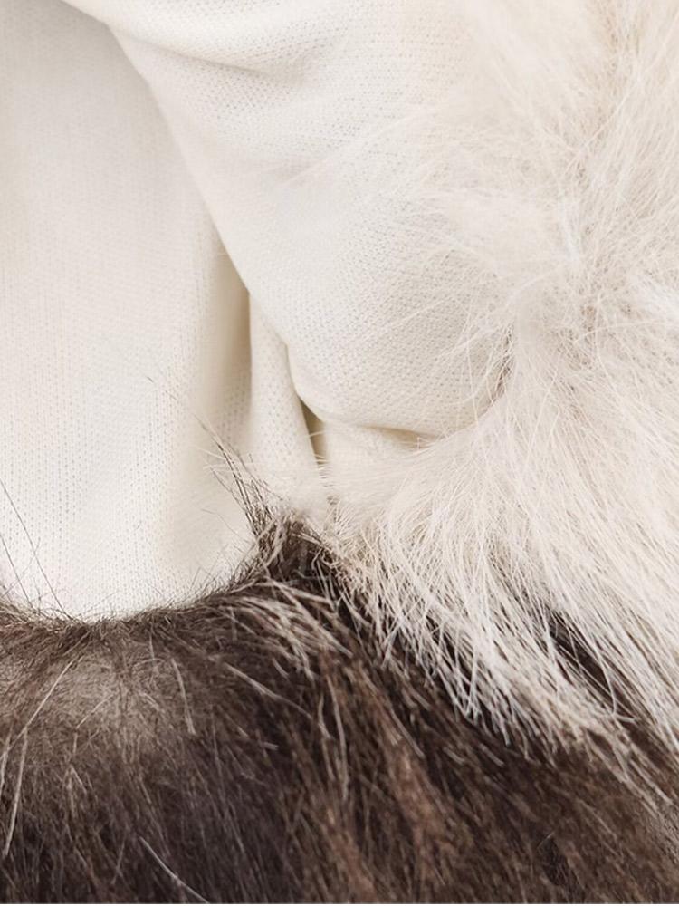 Women's Collar Long Sleeved Spotted Faux Fur Winter Coat