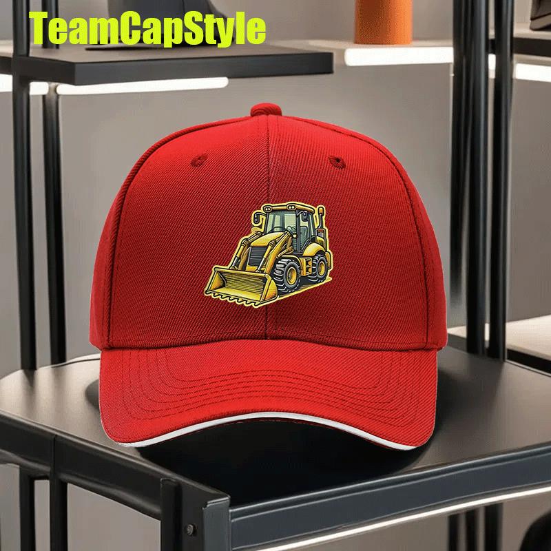 Backhoe Loader Construction Machinery Baseball Cap Polyester Adjustable Outdoor Unisex Adult Cap