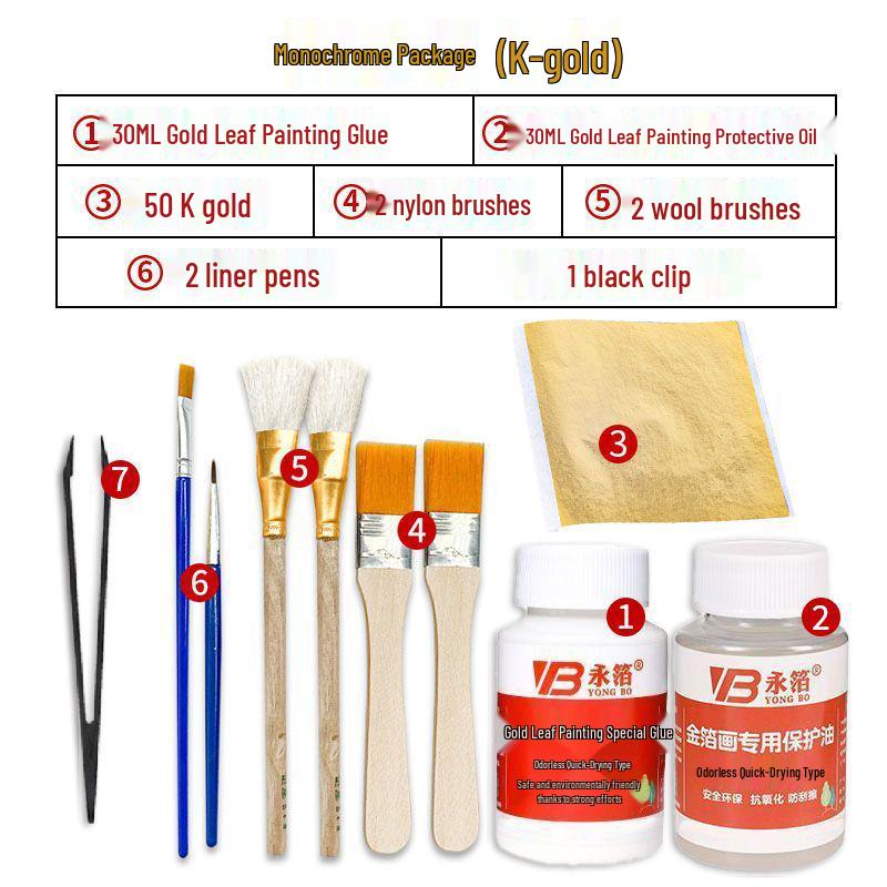 Kit Completo di Doratura con Foglia Oro e Argento per Arte Fai da Te, Artigianato e Pittura