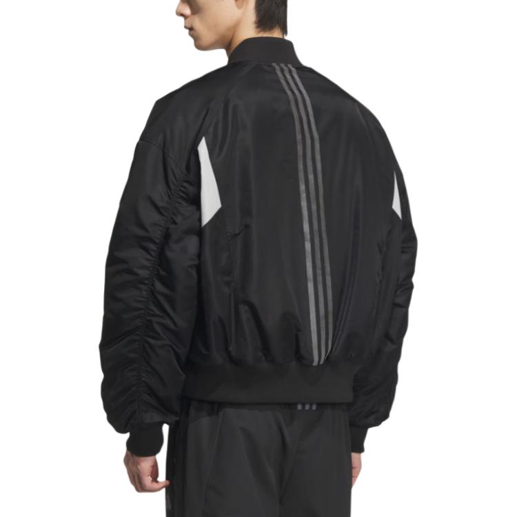 adidas Fustl Padded Jacket Fashion Full Zip Striped Long Sleeve Jacket Men Jackets Black JI8755