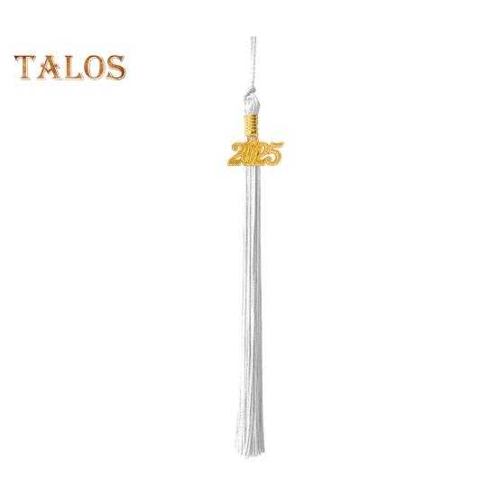 

Кисточка для выпускного с подвеской в виде даты 2025 года, однотонная, длина 40 см, кисточка для шляпы для выпускного сезона бакалавриата белый