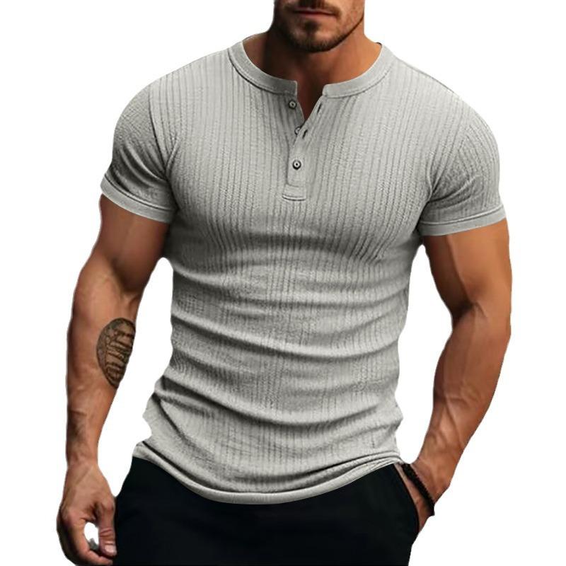 Casual Men's T-shirt Button Sports Short Sleeve T-shirt Men