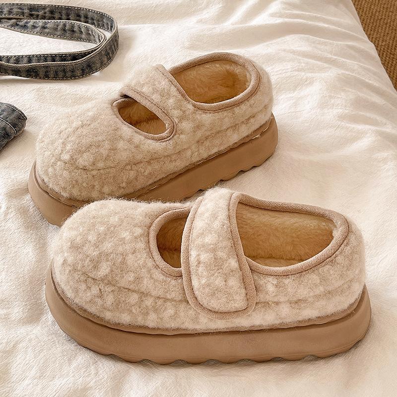 

Ретро леопардовый принт липучка хлопковые туфли для женской моды и универсальной верхней одежды, толстая подошва для увеличения роста, ленивые теплые туфли-хлебушки, Doudou sho 40/41