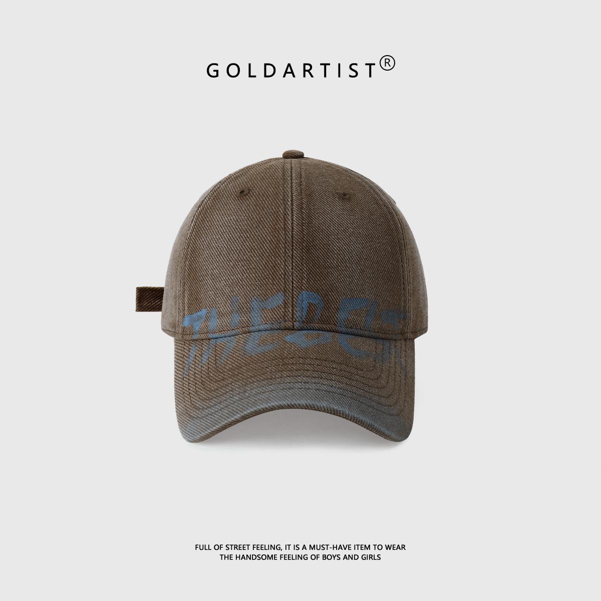 

Retro washed old letter baseball cap female wide brim big head circumference showing face small soft top cap male Adult Average Size