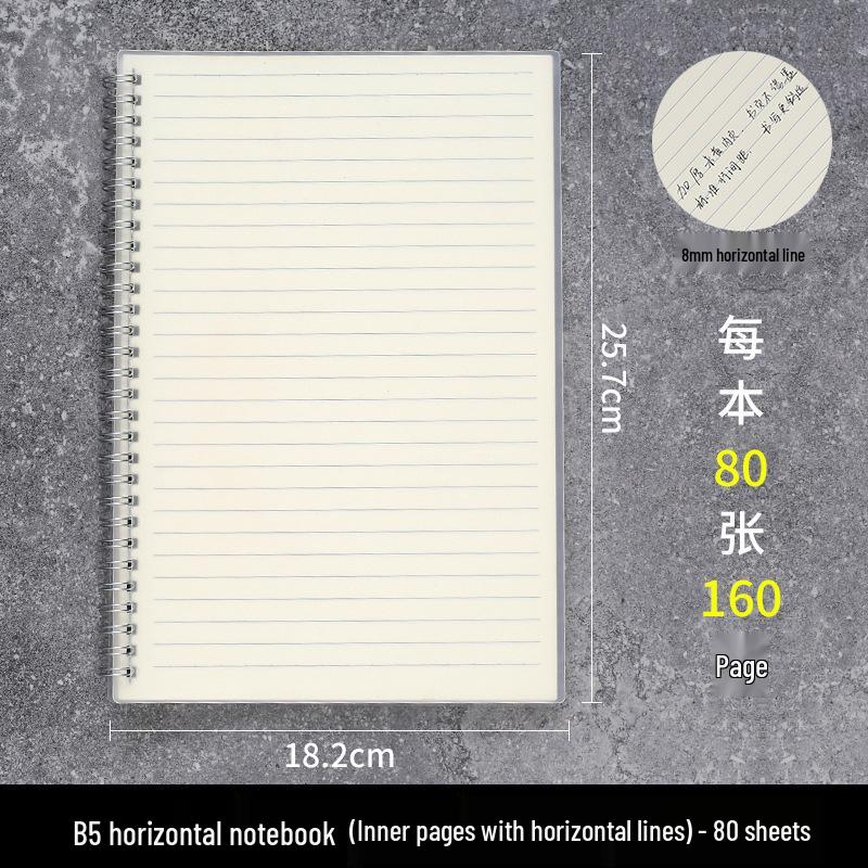 Creative Transparent Spiral Notebook - A6, A5, B5 Grid, Lined, Blank, Cornell Layouts