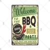 Dad's BBQ Party Metal Tin Plaque Retro Tin Signs Barbecue Rules Slogan Plate Vintage Grill Poster Yard Garden Kitchen Wall Decor