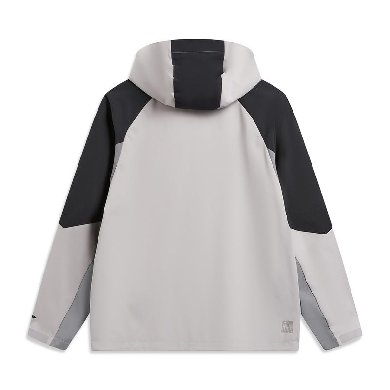 Li Ning Outdoor CF Shell Color Block Windproof Breathable Water Resistant Loose Single Layer Jacket Men jackets Smoke-Gray AFDW231-4