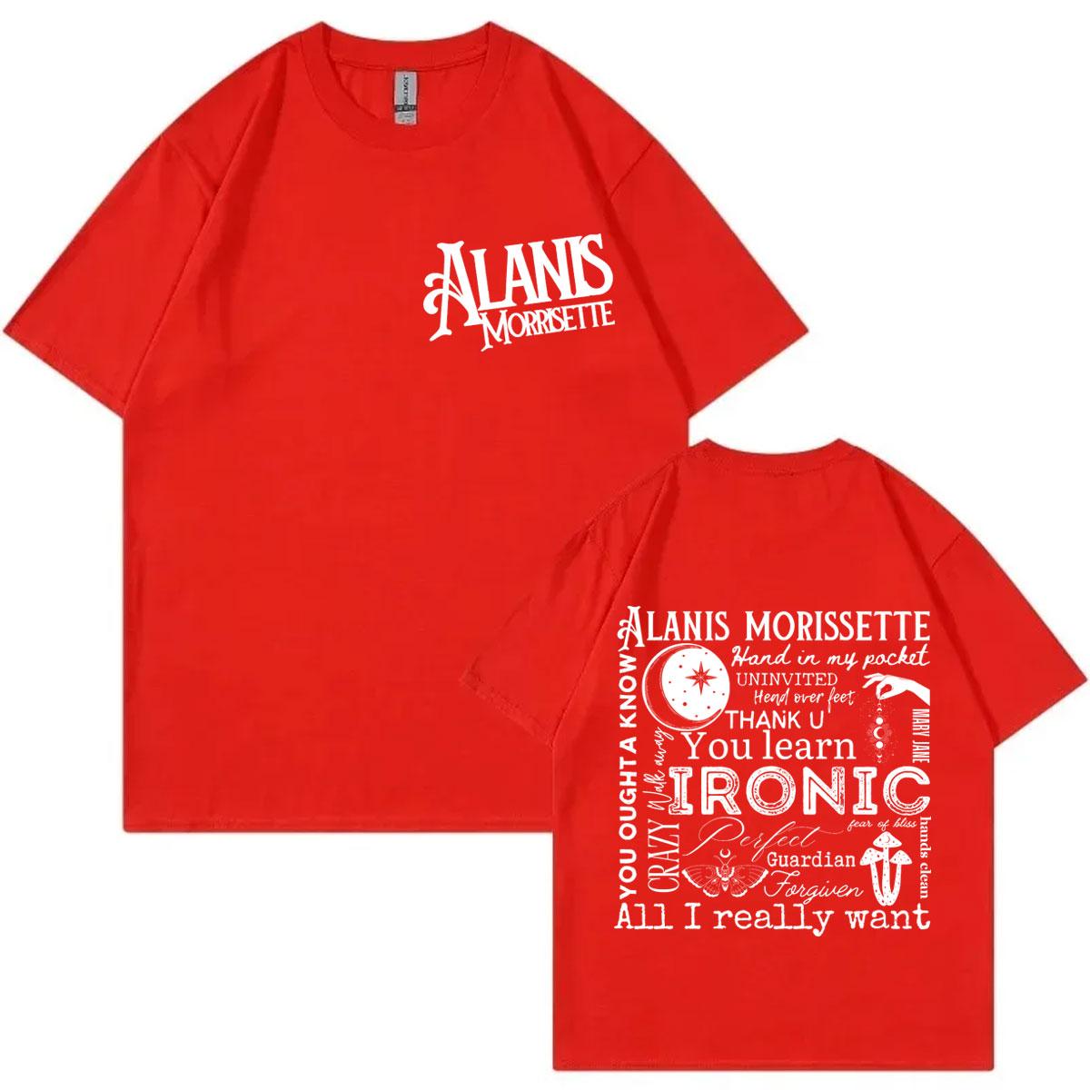 Singer Alanis Morissette The Triple Moon Tour 2024 Graphic T Shirts Fashion Rock Short Sleeve Tshirts Unisex Oversized Tshirt 4XL