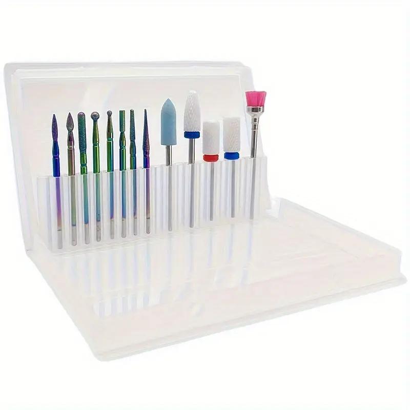 13 pcs Professional Ceramic Nail Drill Bit Set with Box - Electric Manicure Nail File Bit for Acrylic Gel, Nails