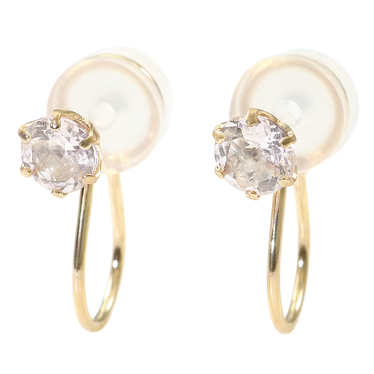 

Сережки Simple 10K Yellow Gold Birthstone March Aquamarine [Barzaz] Women синій