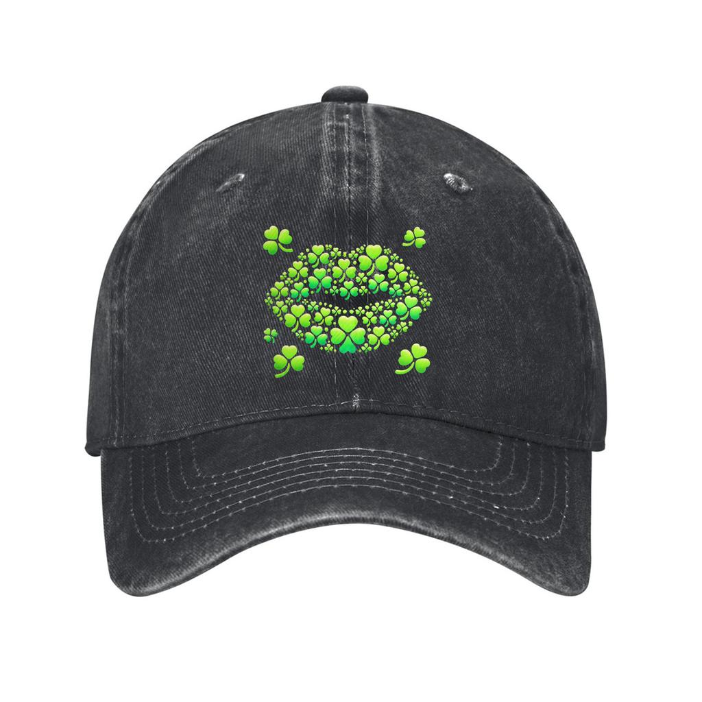 Shamrock Lips St Patricks Day Baseball Cap Adult Denim Cotton Adjustable Dad Hat Casual Outdoor
