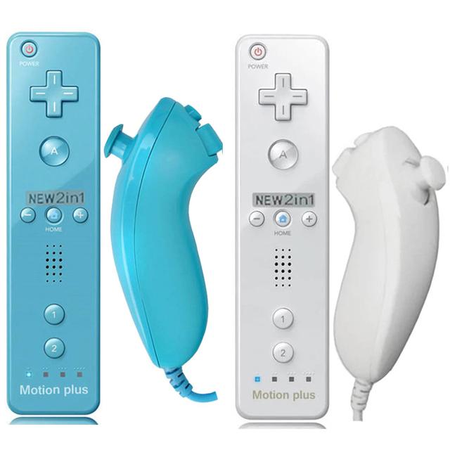 A Pair Remote Controller with Nunchuck Controller for Wii Games Control for Wii Console Wireless Gamepad with Motion Plus