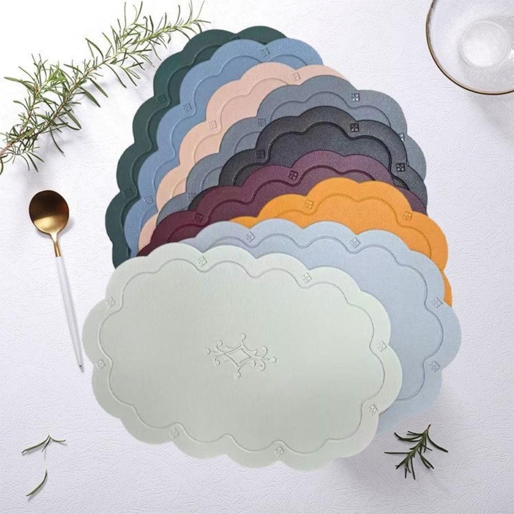 Retro Faux Leather Dinner Mat Oil-resistant Waterproof Placemat Nordic Style Thermal Insulation Mat Dining Table