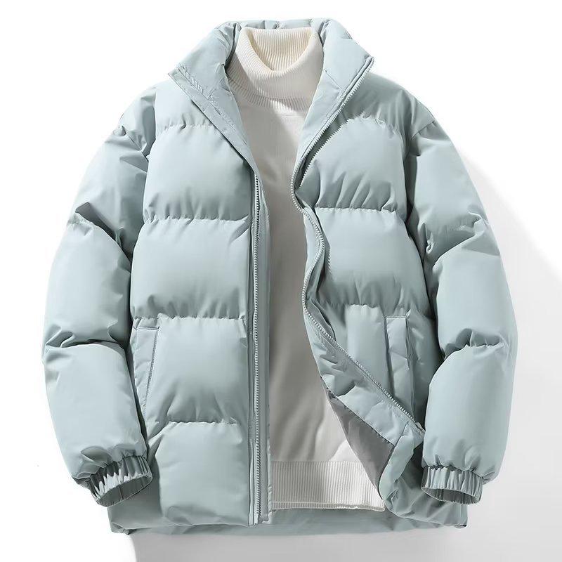 Unisex Stand Collar Thick Cotton Puffer Jacket - Winter Warm
