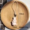 Resin Fluffy Cute Abashed Rabbit Keychains Phone Lanyard For Friend Gift Lovely Bunny Animal Pet Pendant Bag Earphone Case Chain