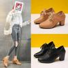 Fashion Ladies High Heels 2024 New Temperament Pumps Lace Up Hollow Breathable Low-top Shoes Round Toe Talon Femme Retro Zapatos Mujer