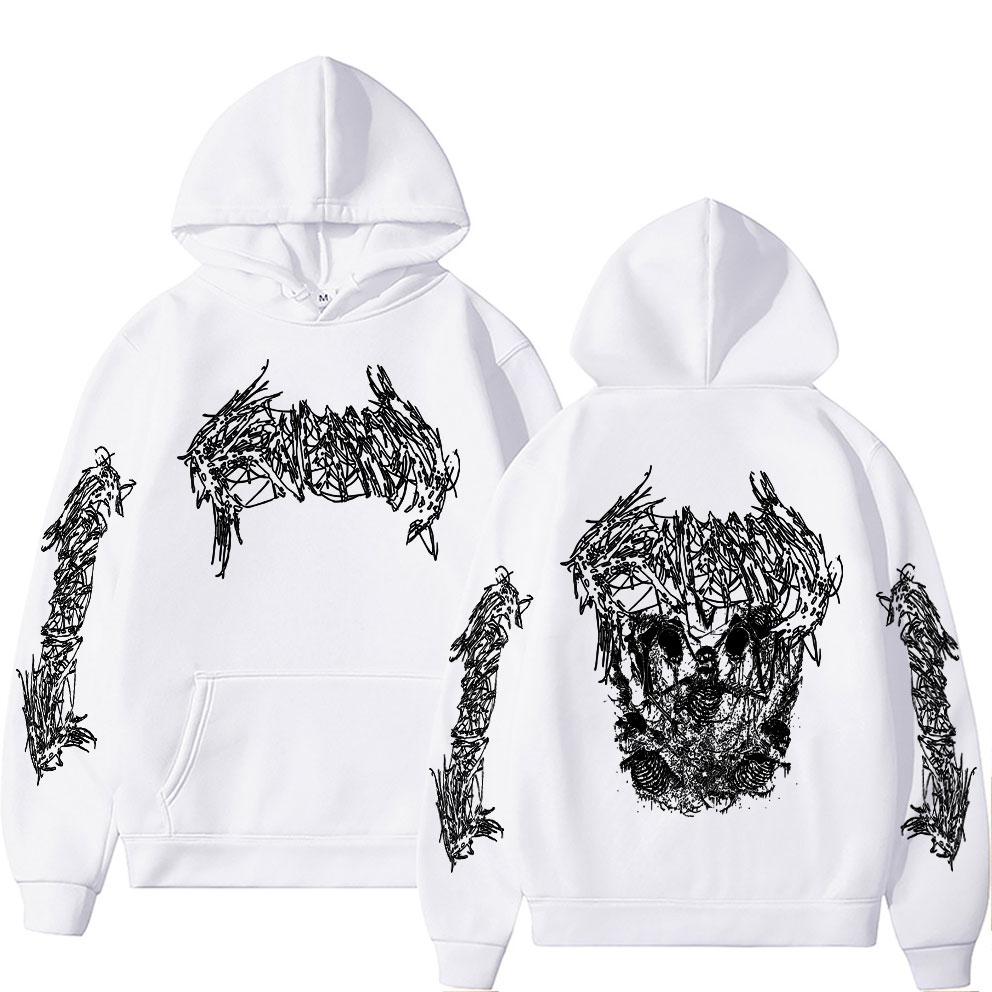 Raper Ken Carson Hip Hop Bluza Oversize Death Mosh Wielki Chaos Grafika Szkieletu Bluzy Męskie Damskie Vintage Bluza