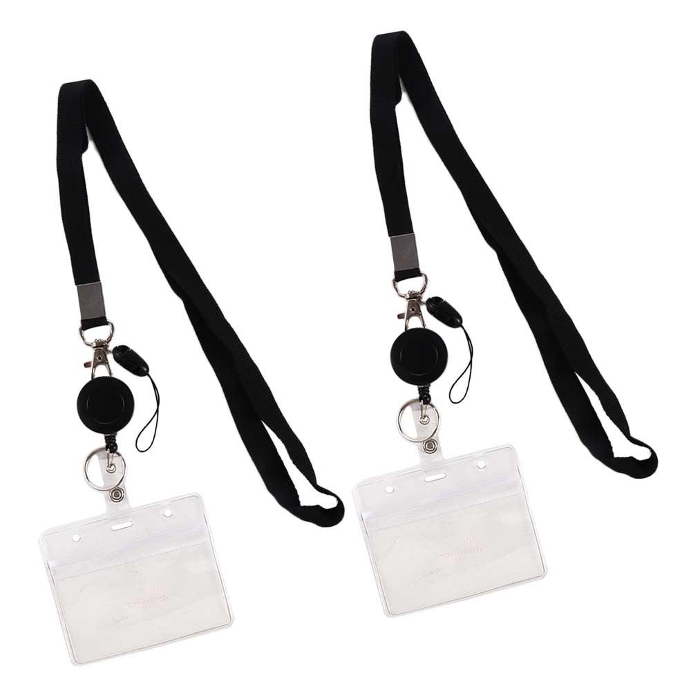 Clip Business Card ID Card Holder Badges Set Lanyard Name Card Holder Retractable Badge Holder