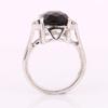Smoky Quartz & White Topaz Ring 925 Sterling Silver Rhodium Plated Cushion Gemstone Ring for Women