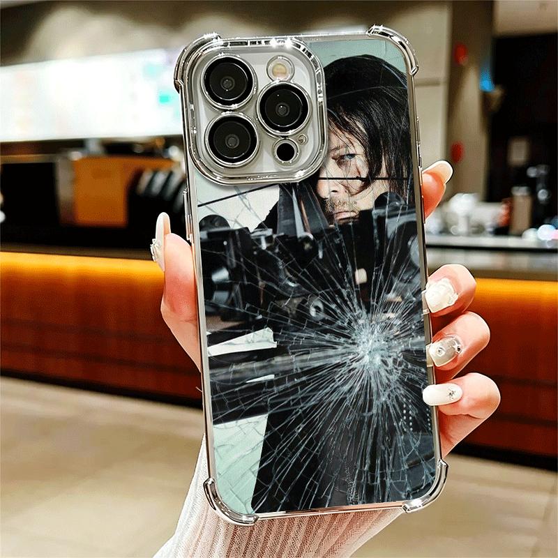 The Walking Dead Daryl Dixon Plating Phone Case For Iphone 16 17 Pro Max Air 16E 14 15 Plus 12 13 Mini Anti-Fall Airabag Cover
