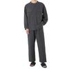 Yes Family Double Gauze Pajama Long Front Size Dark Gray Men's Set, Yarn-Dyed Gauze, 100% Cotton, Sleeves, Opening, Loungewear, XL,