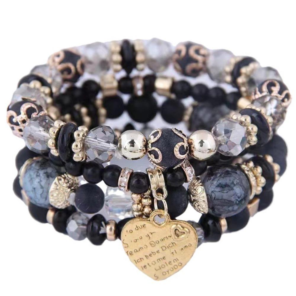 4pcs/set Letter Bohemian Beaded Bracelet Colorful Stone Wristband Bracelet  DIY Jewelry