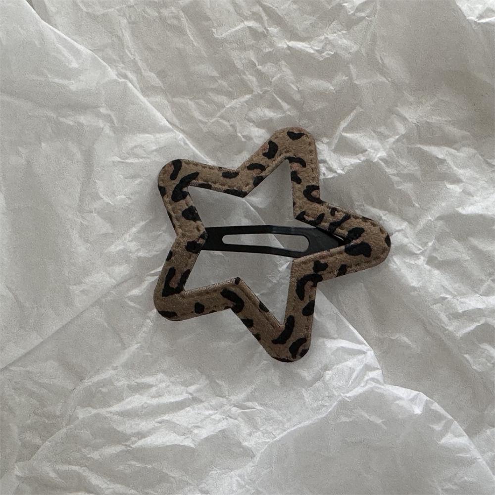 Polka Dot Leopard Print Leather Star Hair Clip - Cloud Cutout BB Clip for Side Bangs