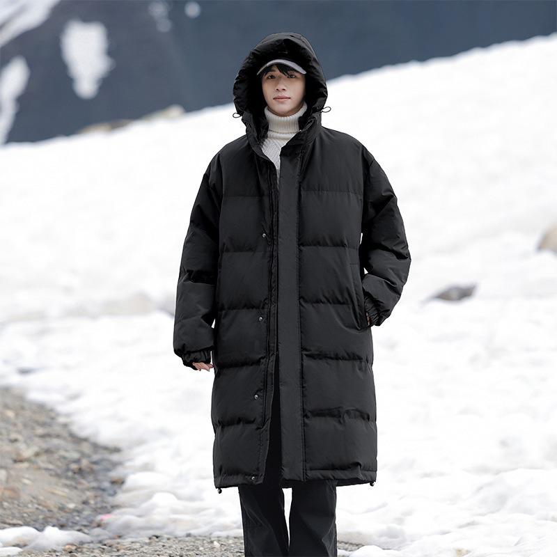 Men's Mid-Length Cotton Padded Jacket - Thickened Winter Coat for 2025 Season