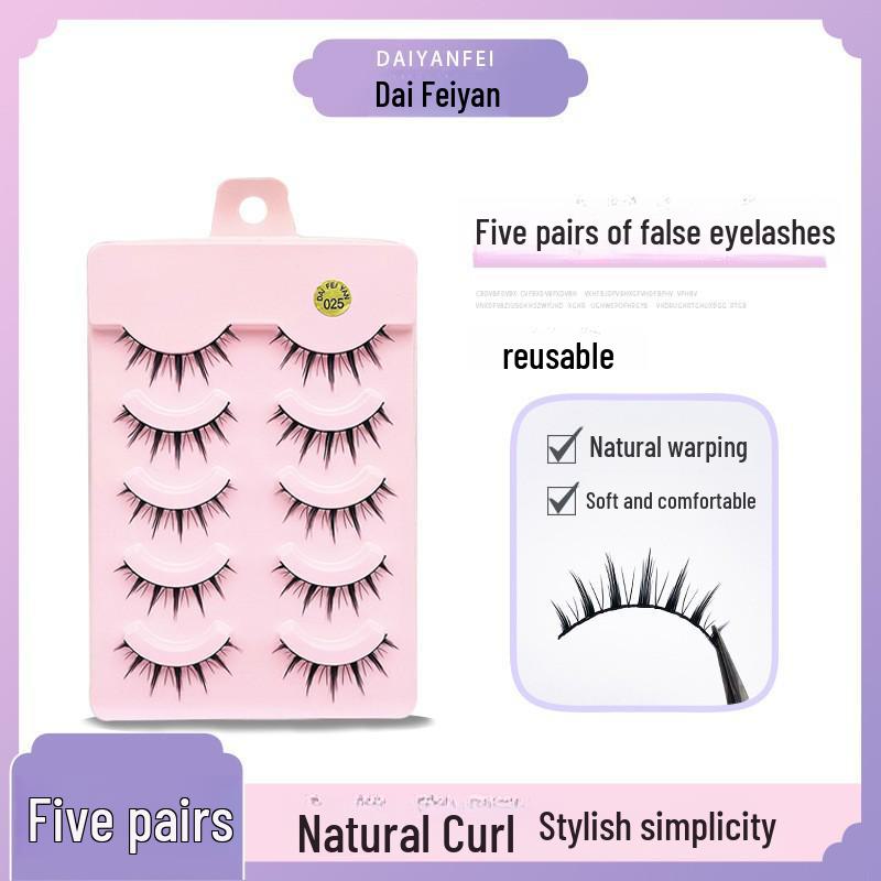 Cartoon Barbie Beginner False Eyelashes - Natural Thick 5 Pairs
