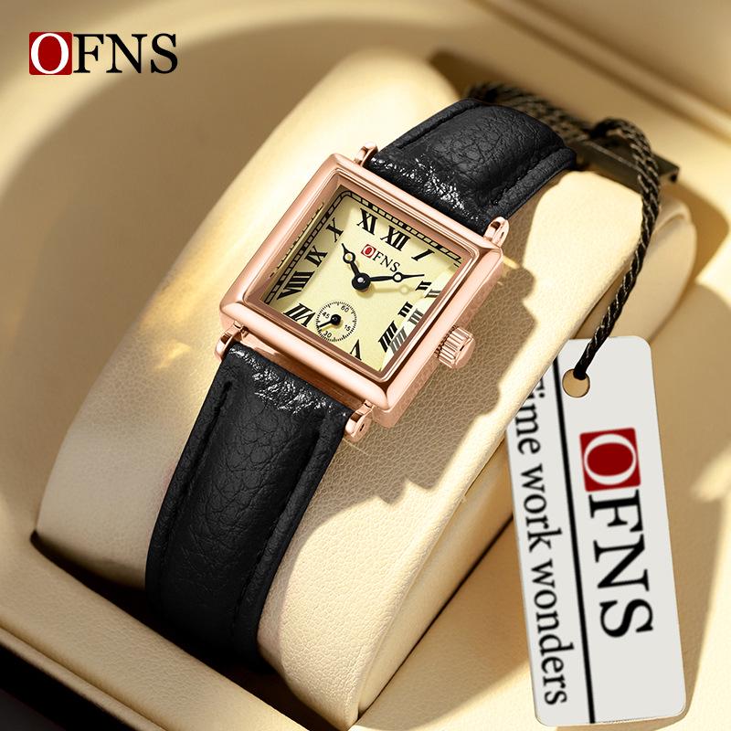 OFNS Women's Classic Luxury Retro Square Quartz Watch with Roman Numerals