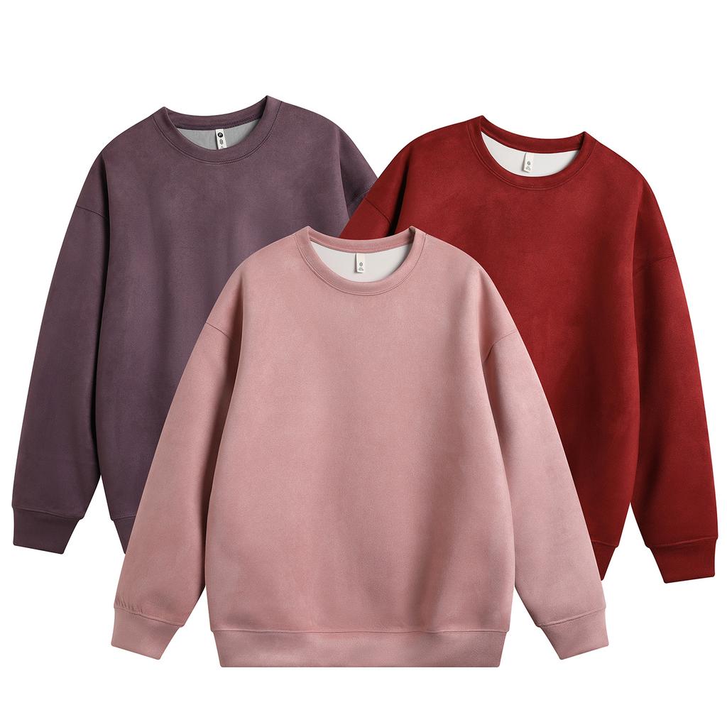 Sweater Men's Spring and Autumn American Retro Crew Neck Top Loose Solid Color Teen Casual Bottom Shirt