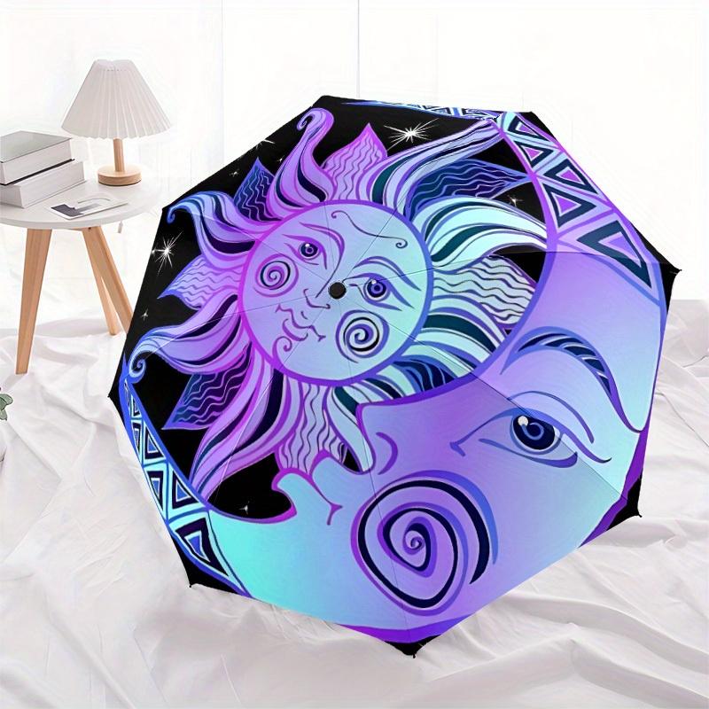 1pc Sun Moon Decor Automatic Opening/closing Umbrella with Auto Open/Close, Windproof, Foldable Sunshade, Perfect Gift for Friends, Durable