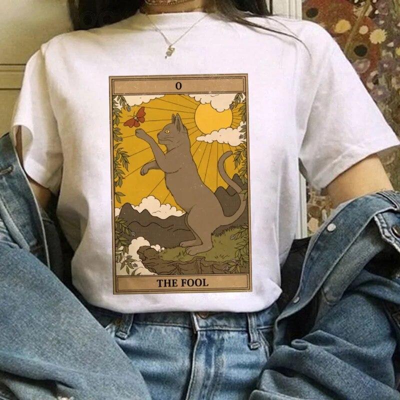 Kawaii Dámské tričko Módní Tarot Kočka Dámské tričko Anime Roztomilé Grafické tričko FeUnisex Léto XS-4XL Tričko s krátkým rukávem