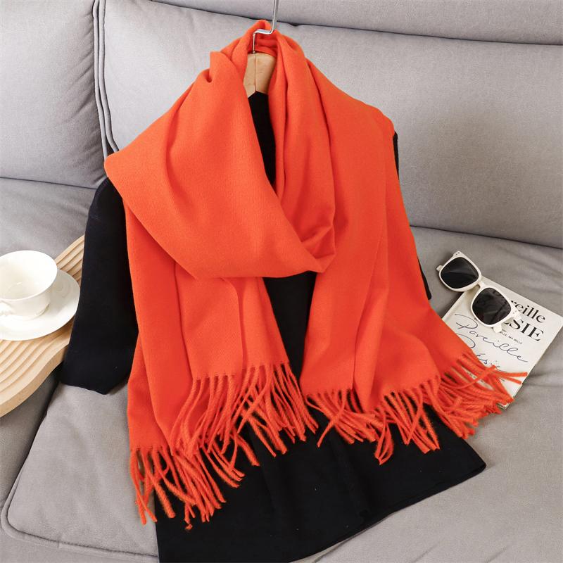 Fashion Luxury Solid Women Winter Scarf Warm Thicken Cashmere Shawl Outdoor Tassels Pashmina Lady Wrap Windproof Scarves